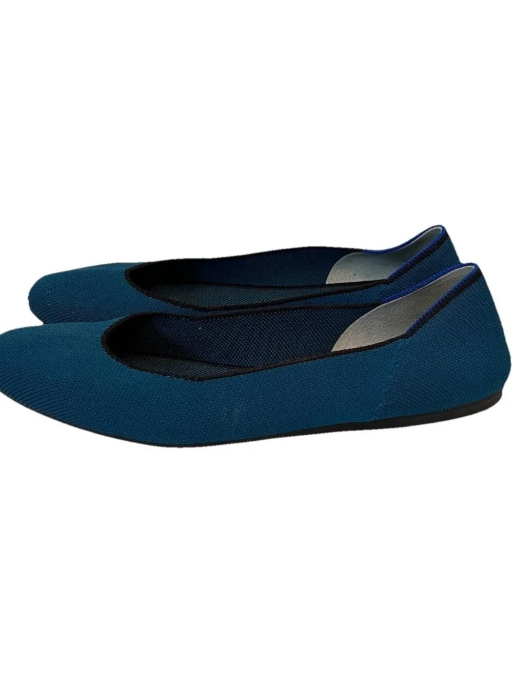 Rothy's The Flat Teal Blue Knit Round Toe Washable Walking Shoes Women's 10.5